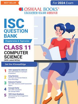 Oswaal ISC Question Bank Class 11 Computer Science Book CWT (2024 Exam)