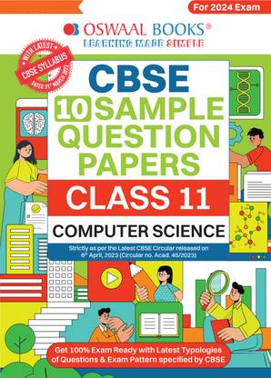 Oswaal CBSE Sample Question Papers Class 11 Computer Science Book (For 2024 Exams ) | 2023-24