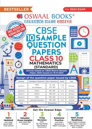 Oswaal Cbse Sample Question Papers Class 10 Mathematics Standard Book for 2023 Board Exam