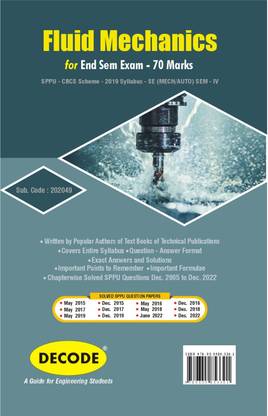 Fluid Mechanics for SPPU 19 Course (SE - IV - MECH. - 202049) (Decode)