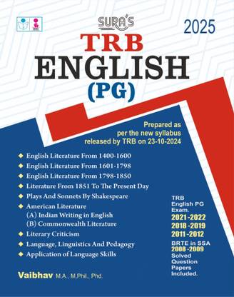 SURA`S TRB English(PG) Exam Book Guide and Original Solved Question Papers - Latest Updated Edition 2025