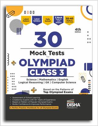 30 Mock Test Series for Olympiads Class 3 Science, Mathematics, English, Logical Reasoning, GK & Computer Science (Cyber) 4th Edition