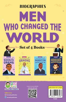 FUN READS ! MEN WHO CHANGED THE WORLD  - BARACK OBAMA, GANDHI, ABRAHAM LINCOLN, MARTIN LUTHER KING JR. with 4 Disc