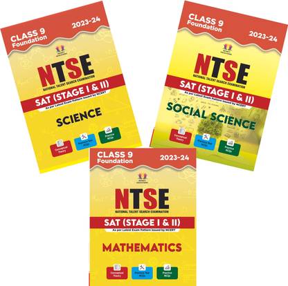 NTSE Study Material for class 9 Foundation SAT Stage 1 & 2 (Conceptual theory, Previous Year MCQs, Practice MCQs Set of 3 Books