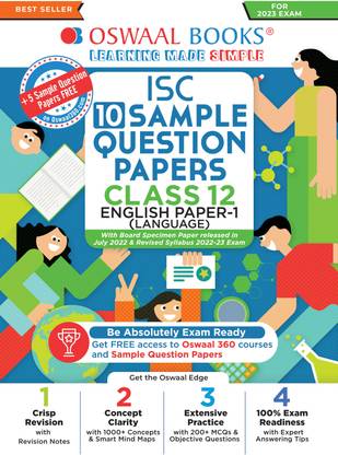 Oswaal ISC Sample Question Papers Class 12 English Paper 1 for 2023 Board Exam (based on the latest CISCE/ICSE Specimen Paper)