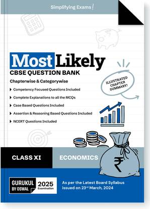 Gurukul By Oswal Economics Most Likely CBSE Question Bank for Class 11 Exam 2025 - Chapterwise & Categorywise, Competency Focused Qs, NCERT Qs, Case, Assertion & Reasoning