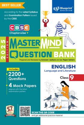 Mastermind CBSE question bank class 9 English by Blueprint Education  - with CBSE Sample Papers 2024-25 based on New Exam Pattern 50% Competency Based Questions 30% Response Type Questions 20% Constructive Type Questions
