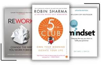 The 5AM Club + Rework + Mindset (3 Book Combo)