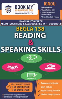 IGNOU BEGLA-138 Reading and Speaking Skills |Guess Paper| Important Question Answer | Bachelor of Arts (Vocational Studies) Tourism Management (BAVTM)