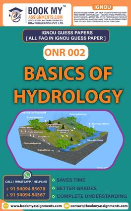 IGNOU ONR 002 Basics of Hydrology | Guess Paper| Important Question Answer Certificate in Water Harvesting & Management (CWHM)