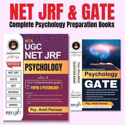 GATE & NET Psychology 2025 Combo Entrance Exam Preparation Bookset - Full Syallbus coverage and dedcated Questions Bank for cracking NET & GATE Exam - Power Within Psychology