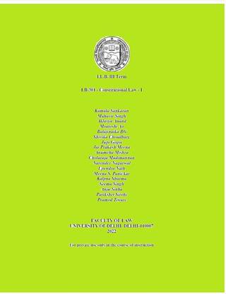 LB-301 - Constitutional Law - I - Cases Compiled by Faculty of Law Faculty - Delhi University - May 2022