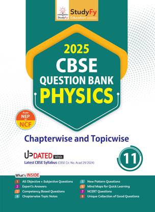 StudyFy CBSE Question Bank Class 11 Physics For 2025 Board Exams | Chapterwise & Topicwise