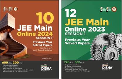Combo (Set of 2 Books) 24 Jee Main Online 2024 & 2023 Session I Previous Year Solved Papers (All Sittings) with Rank Predictor | Pyqs for Physics, Chemistry & Mathematics | Mock Tests