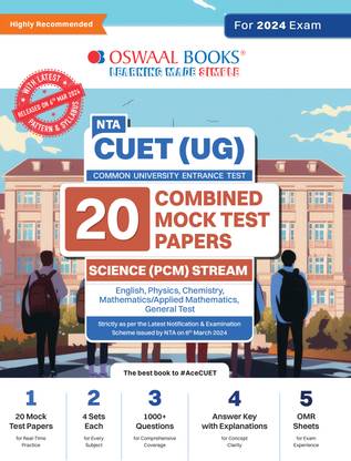 Cuet (Ug) Combined Mock Test Papers Pcm (English, Physics, Chemistry, Mathematics, General Test)