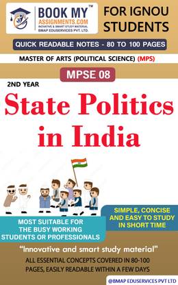 IGNOU MPSE 8 State Politics in India Quick Readable Notes | Important Topic-wise Conceptual Notes | Master of Arts (Political Science) (MPS)