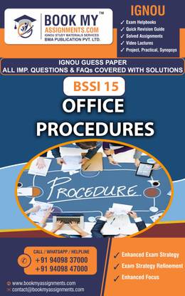 IGNOU BSSI 15 Office Procedures | Guess Paper| Important Question Answer | Diploma in Modern Office Practice (DMOP)  - Best IGNOU exam preparation book