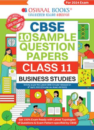 Oswaal CBSE Sample Question Papers Class 11 Business Studies Book (For 2024 Exams ) | 2023-24