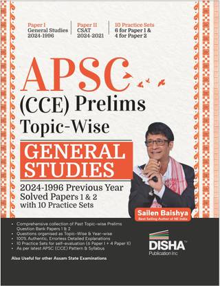 APSC (CCE) Prelims Topic-wise General Studies 2024 - 1996 Previous Year Solved Papers 1 & 2 with 10 Practice Sets | Civil Services PYQs & Mock Tests | Combined Competitive Exams