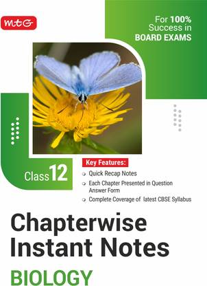 MTG CBSE Chapterwise Instant Notes Class 12 Biology - Quick Recap & Complete Coverage of Latest Syllabus 2025