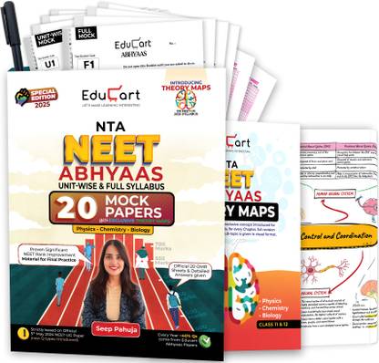 Educart Abhyaas 20 NEET UG Mock Papers 2025 - Full Syllabus & Unitwise (Introducing Ch-wise NEET Theory Maps Book) - NEET Mock Test 2025