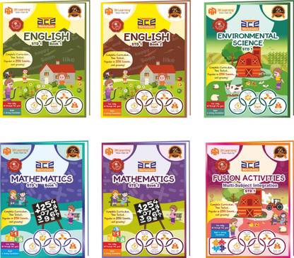 Std-1 / Class-1 ACE 6 Books 432 Pages All-in-One Early Learning Worksheets English, Mathematics, EVS & Fusion Activities by Mixing Multiple Subjects with Word-Power Intelligame from 3H Learning