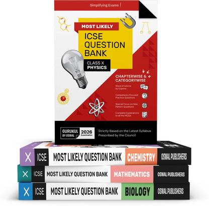 Gurukul By Oswal Most Likely ICSE Question Bank Class 10 Bundles (Set of 4) : Physics, Chemistry, Maths & Biology for Exam 2026