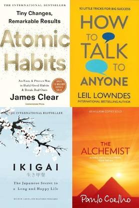 Ikigai + The Alchemist + Atomic Habits + How To Talk To Anyone - Combo Of 4 Books
