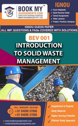 IGNOU BEV 001 Introduction to Solid Waste Management Important Certificate in Solid Waste Management (CSWM)