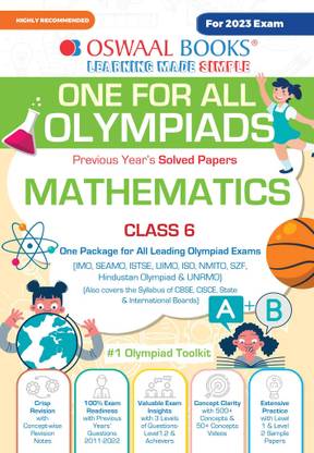 Oswaal One For All Olympiad Previous Years' Solved Papers, Class-6 Mathematics Book (For 2023 Exam)