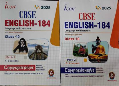 CBSE 2025 English-184 Language And Literature CLASS-10 Part-1 1-5 Lessons & Part-2 6-9 Lessons Comprehensive Analysis,Approach,Assessment With Three Latest CBSE Board Question Papers With Key ( COMBO SET )