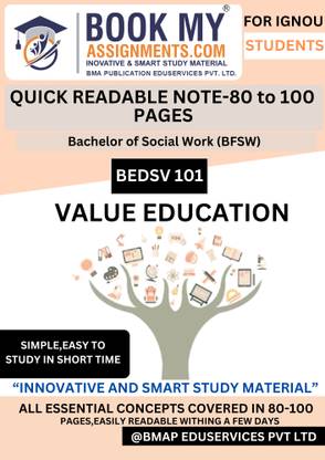 BEDSV 101 Value Education IGNOU BA General Study Material | Quick Notes on 80 GSM White Paper | 130–150 Pages with Important Questions, Previous Year Papers, and Exam Guide (Hindi Edition)