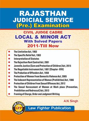 Rajasthan Judicial Service pre exam civil judge cadre / RJS 2024 Local & Minor Acts with Solved Papers 2011-2021 Law Fighter