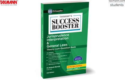 Taxmann's SUCCESS BOOSTER for Jurisprudence Interpretation & General Laws (Paper 1 | JIGL) | Theory/Question Bank – One Day Conceptual Revision | CS Executive | New Syllabus | June 2024 Exams