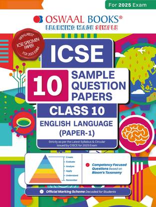 Oswaal ICSE | 10 Sample Question Papers | Class 10 | English-1 (For 2025 Exam)