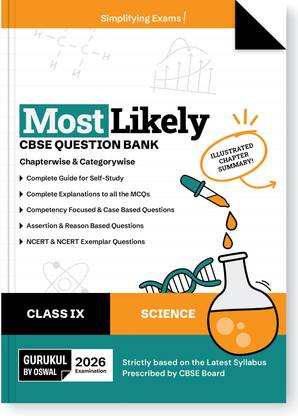 Gurukul By Oswal Science Most Likely CBSE Question Bank for Class 9 Exam 2026 - Chapterwise & Categorywise, New Paper Pattern (MCQs, Case, Assertion & Reasoning, NCERT & NCERT Exemplar Questions)