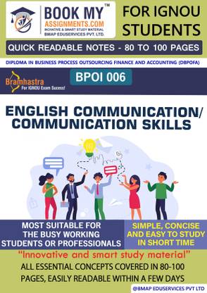 IGNOU BPOI 6 English Communication/Communication Skills Quick Readable Notes | Important Topic-wise Conceptual Notes | Diploma in Business Process Outsourcing Finance and Accounting (DBPOFA)