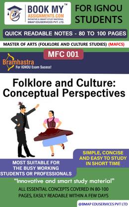 IGNOU MFC 001 Folklore and Culture: Conceptual Perspectives Quick Readable Notes | Important Topic-wise Conceptual Notes | Degree