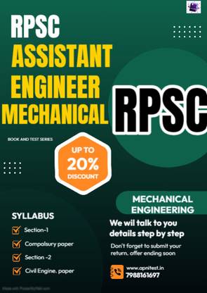 RPSC aen Assistant Engineer Mechanical Selection Book With Test Series 2024 (Contact for Offer Prize Apnitest.in 7988161697)  - Rpsc aen Mechanical best book and test series