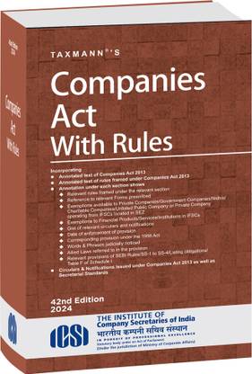 Taxmann's Companies Act with Rules | POCKET | HARDBOUND – Most authentic & comprehensive book covering amended, updated & annotated text of the Companies Act with 55+ Rules, etc. [2024]