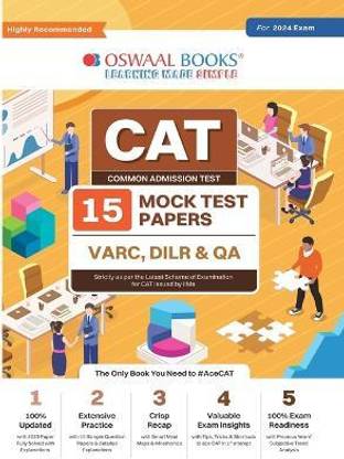 Oswaal CAT 15 Mock Test Papers for 2024 Exam