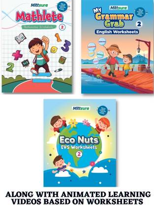 Mittsure Activity worksheet for Class 2, English, Maths, EVS with Animated learning videos