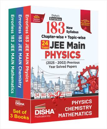 Disha's 183 New Syllabus Chapter-wise & Topic-wise JEE Main Physics, Chemistry & Mathematics (2025 - 2002) Previous Year Solved Papers 9th Edition | NCERT PYQ Question Bank | 100% Detailed Solutions