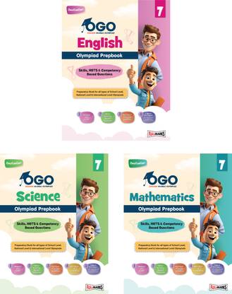 Full Marks OGO Olympiad Books for Class 7 | Combo of 3 Books (Math, Science, & English) - Engaging Guides with Practice Papers, Interactive Exercises & Concept Videos for 2024-25