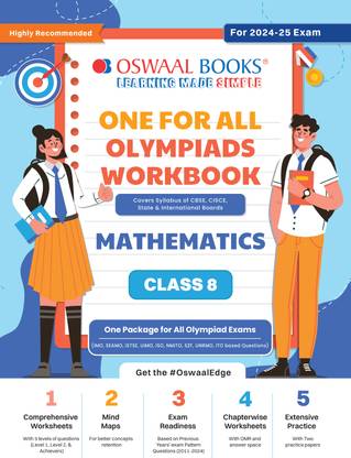 Oswaal One for All Olympiad Workbook Class 8 Mathematics For 2025 Exam