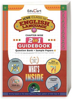 Educart ICSE Class 10 English Language Guidebook 2022 Question Bank + Sample Papers (For 2022-23 Exam) (Including Previous 10 Years Questions)