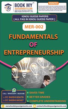 IGNOU MER-002 Fundamentals of Entrepreneurship | Guess Paper | Important Question Answer |Master of Arts (Entrepreneurship) (MAER)