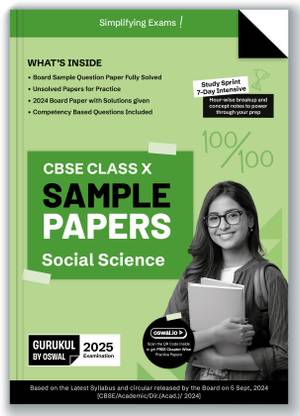 Gurukul By Oswal Social Science Sample Papers for CBSE Class 10 Board Exam 2025 : Fully Solved New SQP 2025, Solved Sample Papers, Unsolved Sample Papers, Board Solved Papers 2024, Latest Syllabus