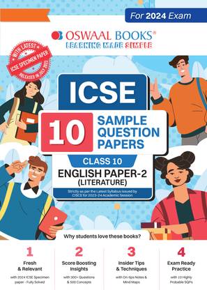 Oswaal ICSE 10 Sample Question Papers Class 10 English-2 For Board Exam 2024 (Based On The Latest CISCE/ICSE Specimen Paper)