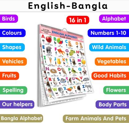 GO WOO My First ALL IN ONE SPIRAL CHART ENGLISH and BANGLA : Gift Set For Kids